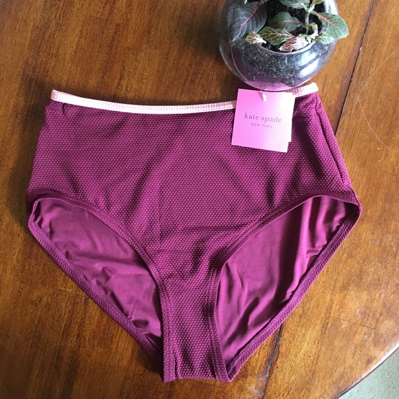 Kate Spade Deep Plum High Waist Bikini Bottoms Sz S ✨host pick✨ - Picture 3 of 10